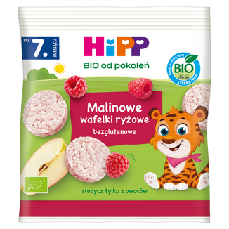 HiPP BIO od pokoleń, malinowe wafelki ryżowe, po 7 miesiącu, 30 g - zdjęcie produktu