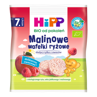 HiPP Wafelki ryżowe Bio, malinowe, po 8 miesiącu, 30 g - zdjęcie produktu