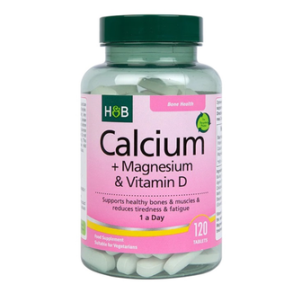 Holland & Barrett Calcium + Magnesium & Vitamin D, wapń + magnez i witamina D, 120 tabletek wegetariańskich - zdjęcie produktu