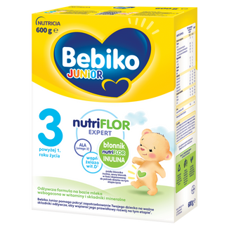 Bebiko Junior 3 Nutriflor Expert, odżywcza formuła na bazie mleka, powyżej 1 roku, 600 g - zdjęcie produktu