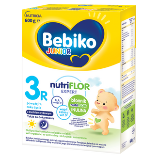 Bebiko Junior 3R Nutriflor Expert, odżywcza formuła na bazie mleka z kleikiem ryżowym, powyżej 1 roku, 600 g - zdjęcie produktu
