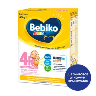 Bebiko Junior 4R Nutriflor Expert, odżywcza formuła na bazie mleka z kleikiem ryżowym, powyżej 2 roku, 600 g - zdjęcie produktu