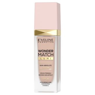 Eveline Cosmetics Wonder Match Lumi, podkład rozświetlający, SPF 20, nr 10, vanilla warm, 30 ml - zdjęcie produktu