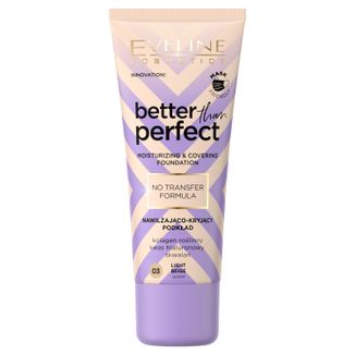 Eveline Cosmetics Better Than Perfect, podkład nawilżająco-kryjący, nr 03, light beige, 30 ml - zdjęcie produktu