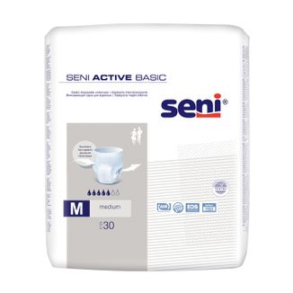 Seni Active Basic, elastyczne majtki chłonne, Medium, 80-110 cm, 30 sztuk - zdjęcie produktu