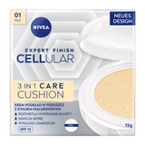 Nivea Cellular Expert Finish 3w1 Care Cushion, przeciwzmarszczkowy krem-podkład w poduszce, 01 jasny, SPF 15, 15 g - miniaturka zdjęcia produktu