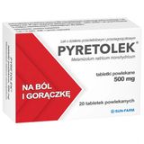 Pyretolek 500 mg, 20 tabletek powlekanych - miniaturka zdjęcia produktu