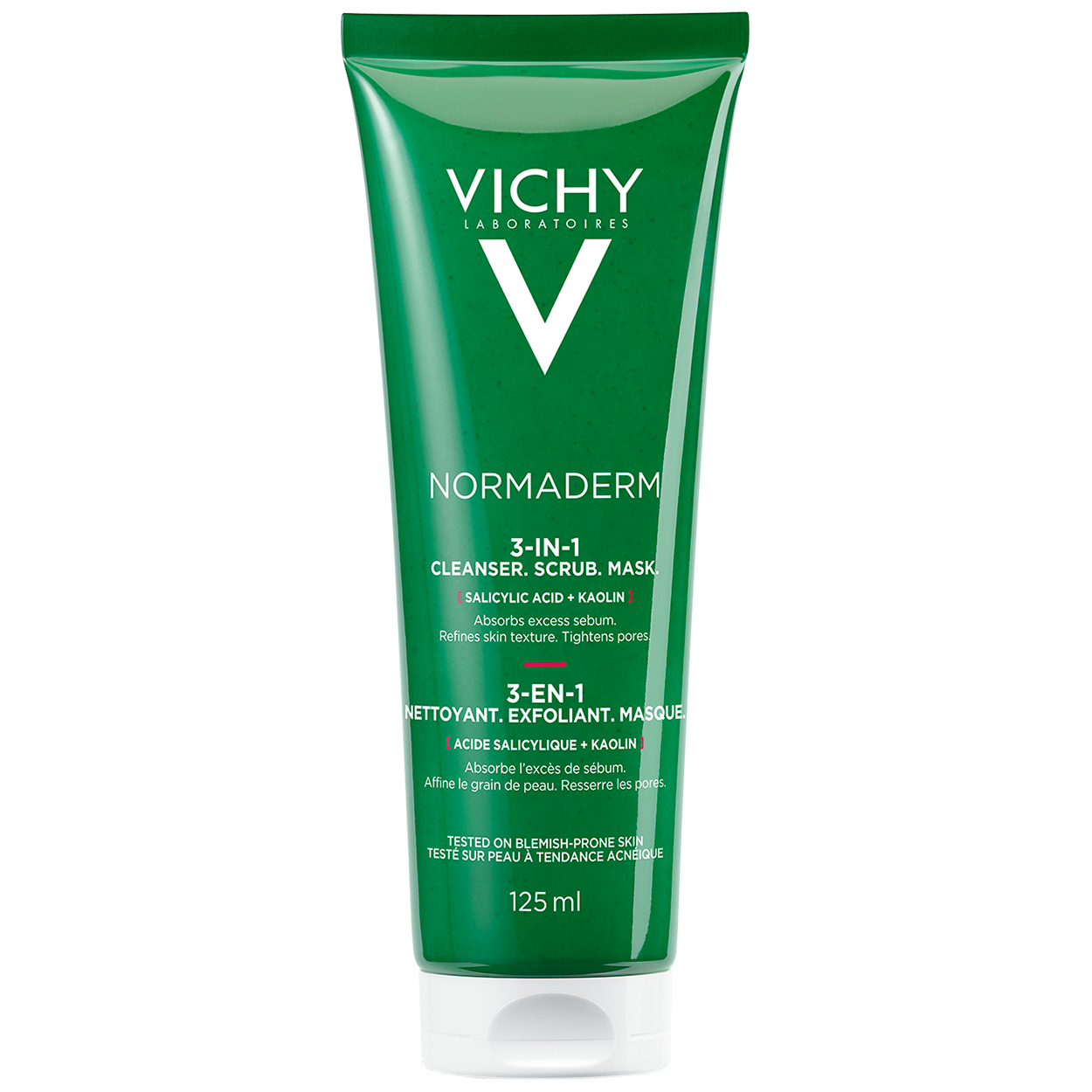 Vichy Vichy Normaderm Cleanser Scrub Mask, 3-in-1 Waschgel, Peeling und reinigende Maske, 125 ml — Inhaltsstoffe und Bewertung