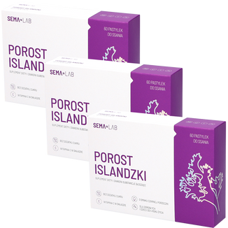 Zestaw SEMA Lab Porost Islandzki, smak czarnej porzeczki, 3 x 60 pastylek do ssania KRÓTKA DATA - zdjęcie produktu