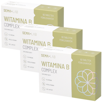 Zestaw SEMA Lab Witamina B Complex, 3 x 60 tabletek powlekanych Zestaw SEMA Lab Witamina B Complex, 3 x 60 tabletek powlekanych - zdjęcie produktu