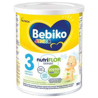 Bebiko Junior 3 Nutriflor Expert, odżywcza formuła na bazie mleka, powyżej 1 roku, 700 g USZKODZONE OPAKOWANIE - zdjęcie produktu