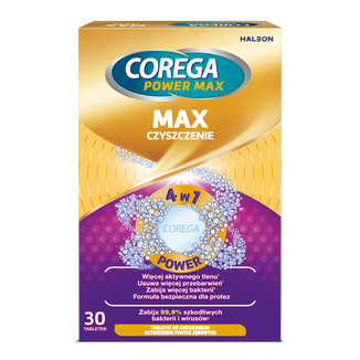 Corega Max, tabletki do czyszczenia protez zębowych, 30 tabletek USZKODZONE OPAKOWANIE - zdjęcie produktu