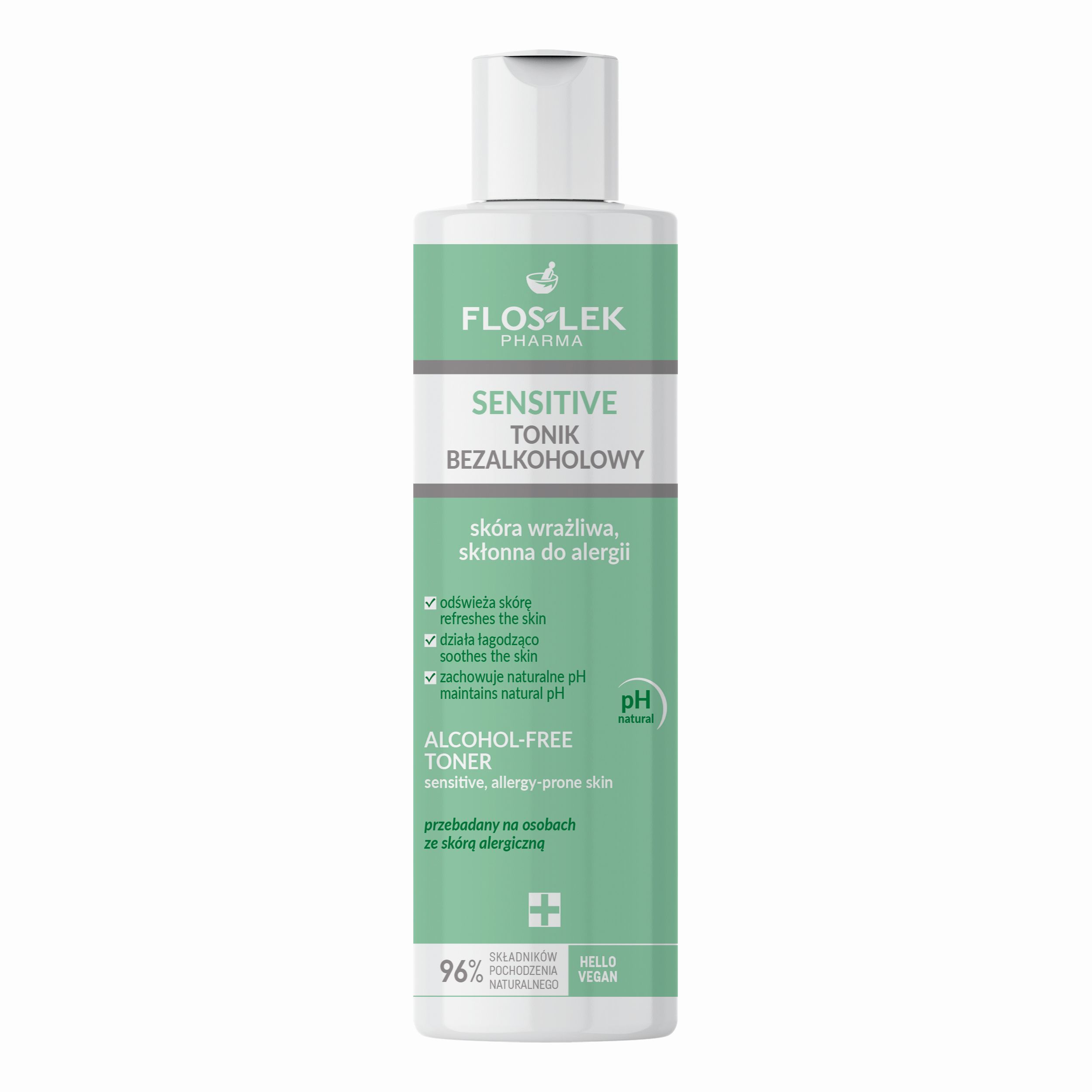 Flos-Lek Pharma Floslek Sensitive, tonik bezalkoholowy, skóra wrażliwa i skłonna do alergii, 225 ml