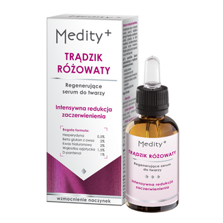 Medity+ Trądzik Różowaty, regenerujące serum do twarzy, 30 ml USZKODZONE OPAKOWANIE Medity+ Trądzik Różowaty, regenerujące serum do twarzy, 30 ml USZKODZONE OPAKOWANIE - zdjęcie produktu