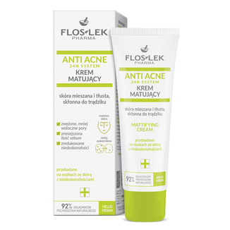Floslek Pharma Anti Acne 24h System, krem matujący, skóra mieszana i tłusta, skłonna do trądziku, 50 ml KRÓTKA DATA - zdjęcie produktu