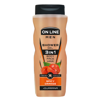On Line Men, żel pod prysznic dla mężczyzn 3w1, Spicy Orange, 410 ml - zdjęcie produktu