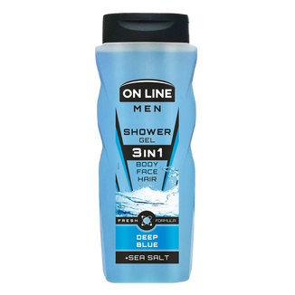 On Line Men, żel pod prysznic dla mężczyzn 3w1, Deep Blue, 410 ml - zdjęcie produktu