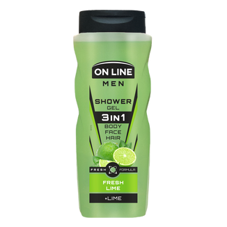 On Line Men, żel pod prysznic dla mężczyzn 3w1, Fresh Lime, 410 ml - zdjęcie produktu
