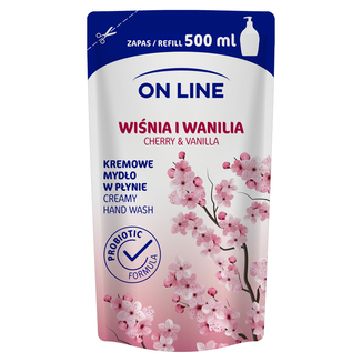 On Line, mydło kremowe w płynie, Wiśnia & Wanilia, zapas, 500 ml - zdjęcie produktu
