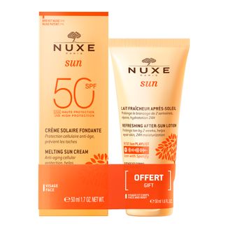 Nuxe Sun, krem do twarzy, SPF 50, skóra normalna i mieszana, 50 ml + balsam po opalaniu, 50 ml gratis - zdjęcie produktu