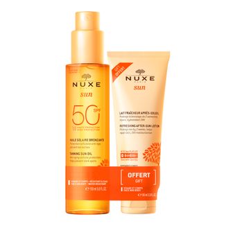 Nuxe Sun, olejek do opalania do twarzy i ciała, SPF 50, 150 ml + balsam po opalaniu, 100 ml gratis - zdjęcie produktu
