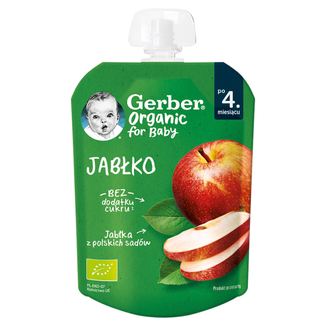 Gerber Organic Deser w tubce, jabłko, po 4 miesiącu, 80 g - zdjęcie produktu