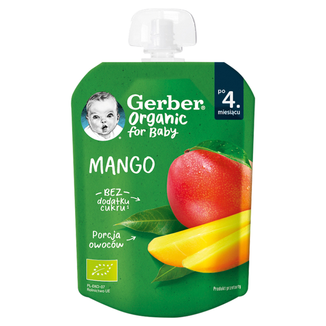 Gerber Organic Deser w tubce, mango, po 4 miesiącu, 80 g KRÓTKA DATA - zdjęcie produktu