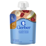 Gerber Deser w tubce, gruszka, banan, malina z musli, po 6 miesiącu, 80 g - miniaturka zdjęcia produktu