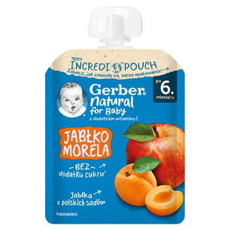 Gerber Deser w tubce, jabłko, morela, po 6 miesiącu, 80 g KRÓTKA DATA - zdjęcie produktu