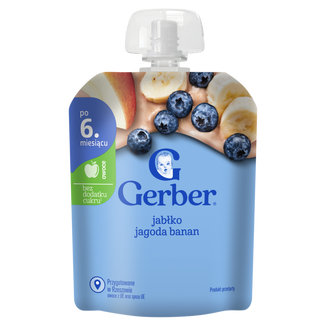 Gerber Deser w tubce, jabłko, jagoda, banan, po 6 miesiącu, 80 g - zdjęcie produktu