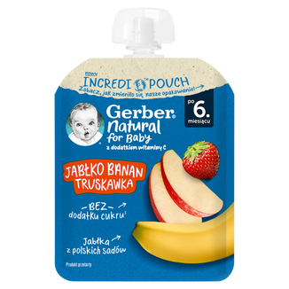 Gerber Deser w tubce, jabłko, banan, truskawka, po 6 miesiącu, 80 g - zdjęcie produktu