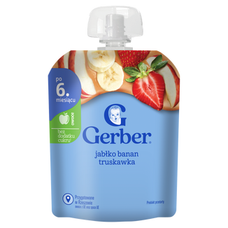 Gerber Deser w tubce, jabłko, banan, truskawka, po 6 miesiącu, 80 g - zdjęcie produktu