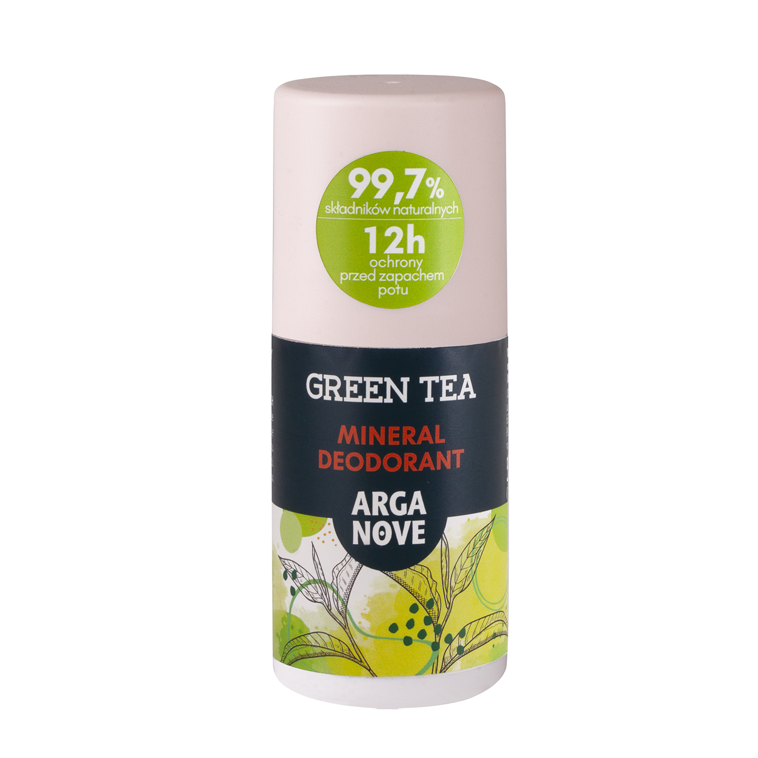 Arganove Arganove, dezodorant mineralny ałunowy, zielona herbata, roll-on, 50 ml
