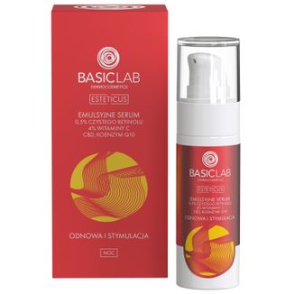 BasicLab Esteticus, emulsyjne serum na noc z czystym retinolem 0,5%, odnowa i stymulacja, 30 ml - zdjęcie produktu