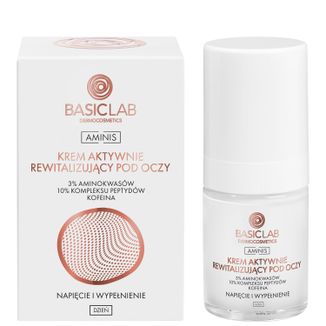 BasicLab Aminis, krem aktywnie rewitalizujący pod oczy na dzień, z aminokwasami 3%, napięcie i wypełnienie, 18 ml - zdjęcie produktu