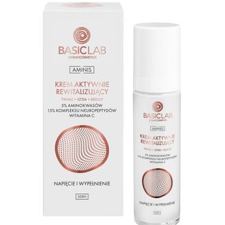 BasicLab Aminis, krem aktywnie rewitalizujący do twarzy, szyi i dekoltu na dzień, z aminokwasami 5%, napięcie i wypełnienie, 50 ml - zdjęcie produktu