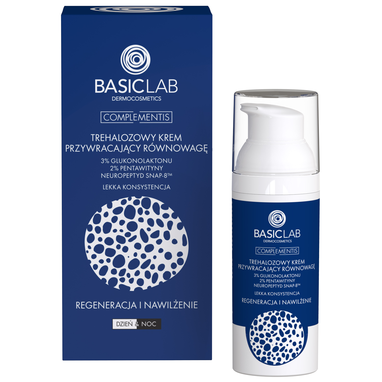 Basiclab BasicLab Complementis, trehalozowy krem przywracający równowagę z glukonolaktonem 3%, regeneracja i nawilżenie, 50 ml