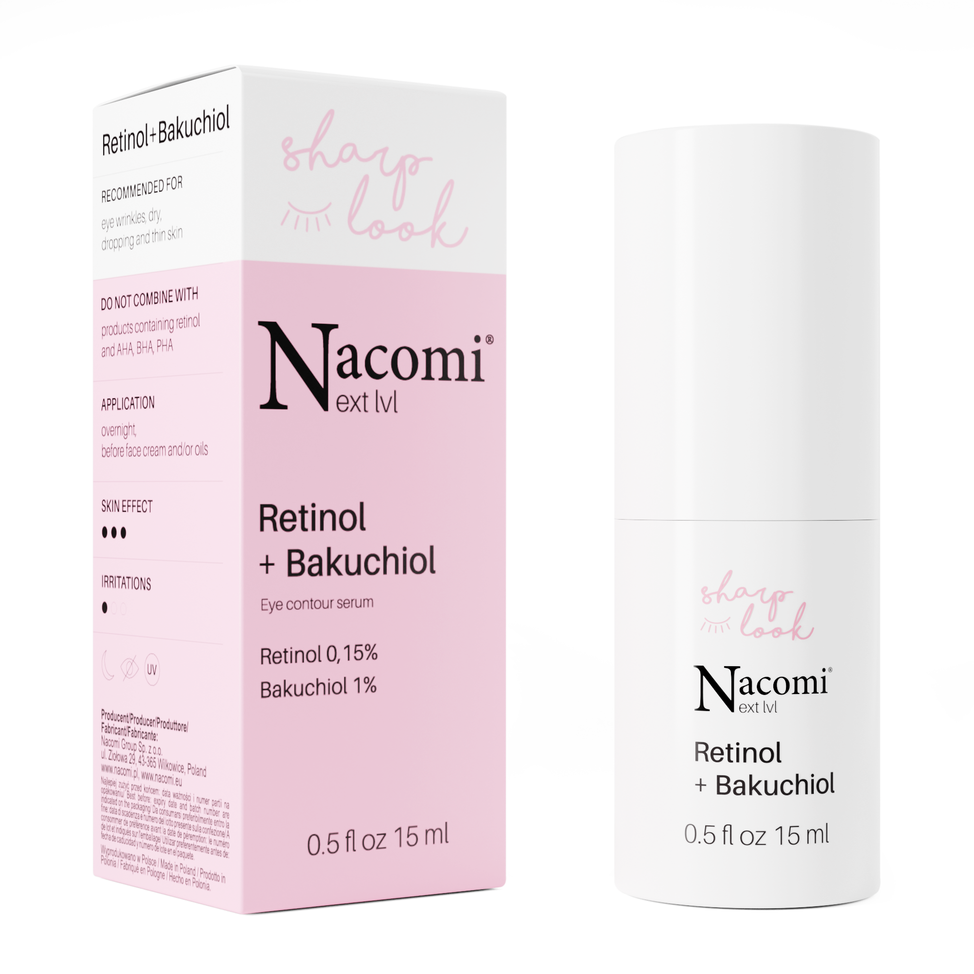 Nieznana Nacomi Next Level, serum pod oczy Retinol+Bakuchiol, 15 ml