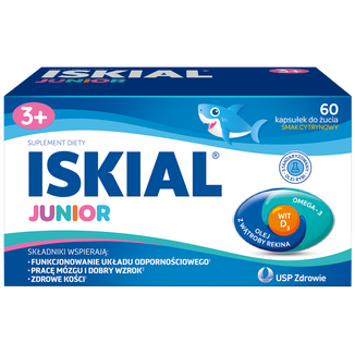 Iskial Junior, powyżej 3 lat, smak cytrynowy, 60 kapsułek do żucia Iskial Junior, powyżej 3 lat, smak cytrynowy, 60 kapsułek do żucia - zdjęcie produktu