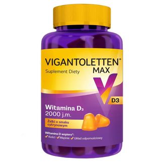 Vigantoletten Max, witamina D3 2000 j.m., żelki o smaku cytrynowym, 60 sztuk - zdjęcie produktu