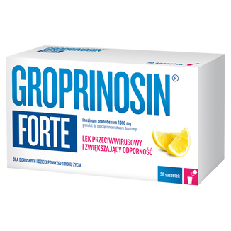 Groprinosin Forte 1000 mg, granulat do sporządzania roztworu doustnego, 30 saszetek KRÓTKA DATA - zdjęcie produktu