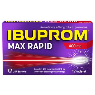 Ibuprom Max Rapid 400 mg, 12 tabletek powlekanych - zdjęcie produktu