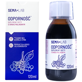 SEMA Lab Odporność, syrop dla dzieci od 3 lat i dorosłych, smak malinowy, 120 ml - zdjęcie produktu