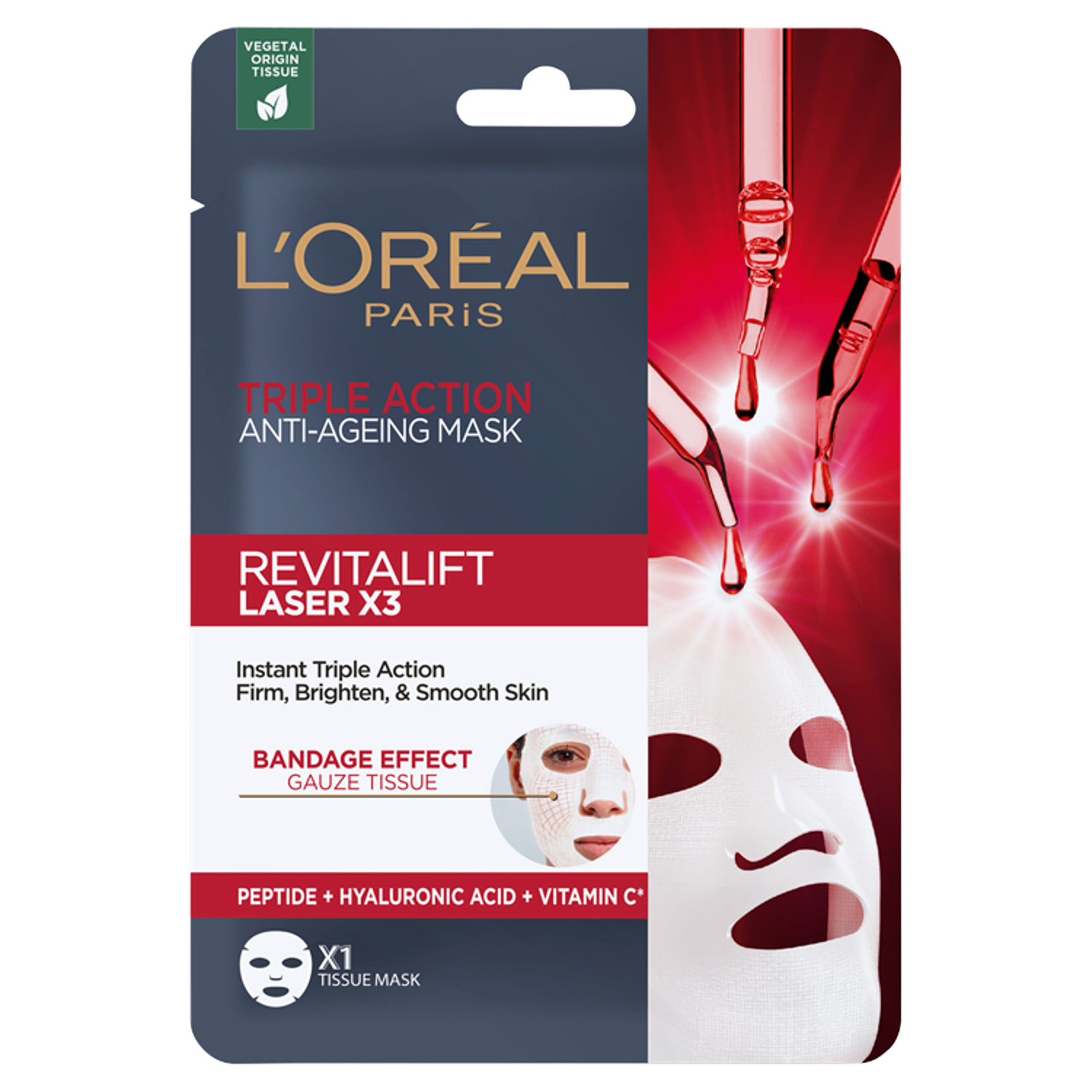 L'Oreal Paris L’Oreal Revitalift Laser x3, Anti-Falten Tuchmaske, 28 g — Inhaltsstoffe und Bewertung