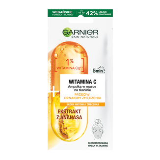 Garnier Skin Naturals, ampułka przeciw oznakom zmęczenia w masce na tkaninie, witamina C i ananas, 15 g - zdjęcie produktu