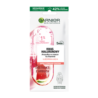 Garnier Skin Naturals, ampułka ujędrniająca w masce na tkaninie, kwas hialuronowy i arbuz, 15 g - zdjęcie produktu