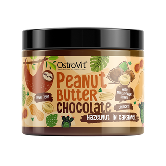 OstroVit Peanut Butter Chocolate Hazelnut in Caramel, czekoladowy krem orzechowy + karmelizowane orzechy laskowe, chrupiący, 500 g - zdjęcie produktu