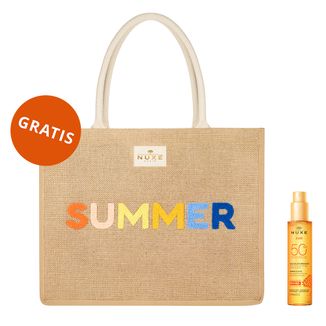 Nuxe Sun, olejek do opalania do twarzy i ciała, SPF 50, 150 ml + Nuxe Summer, torba jutowa, 1 sztuka gratis - zdjęcie produktu