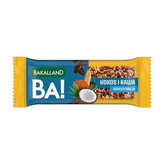 Bakalland BA! Baton zbożowy, kokos i kawa, koncentracja, 35 g - zdjęcie produktu