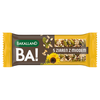 Bakalland BA! Baton zbożowy, 5 ziaren z miodem, 40 g - zdjęcie produktu